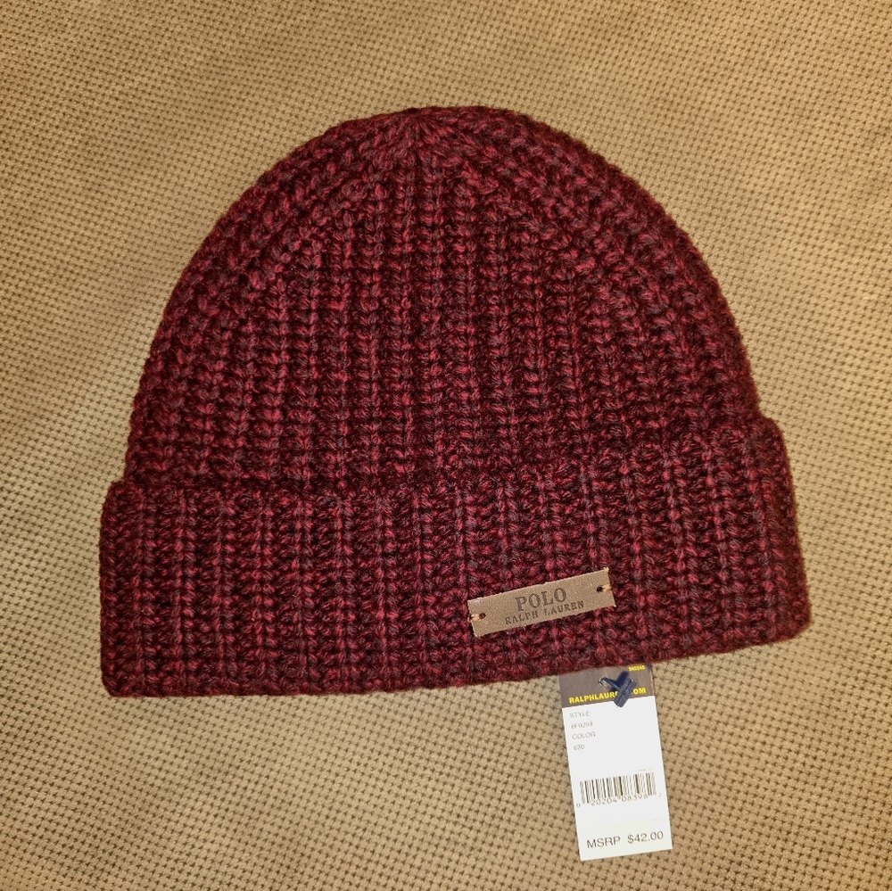 Polo by Ralph Lauren Rich Burgundy Cable Knit Beanie